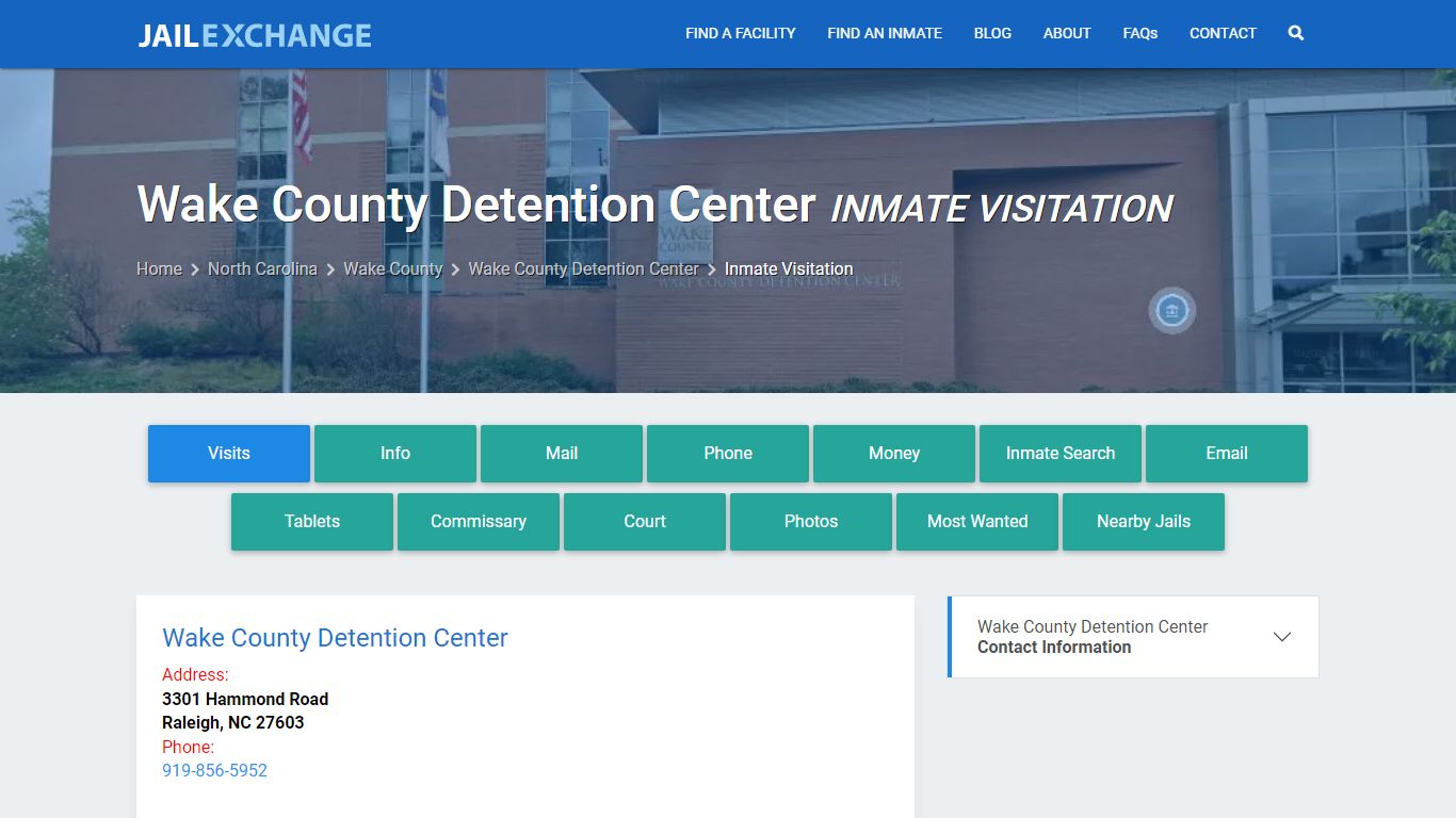 Inmate Visitation - Wake County Detention Center, NC - Jail Exchange